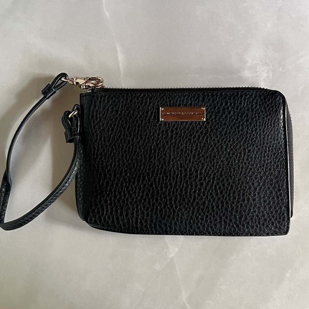 New York & Company Black Textured Clutch